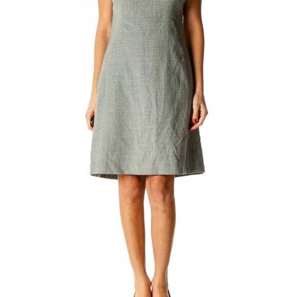 Gray Textured Classic A-Line Dress - Picture 2 of 4